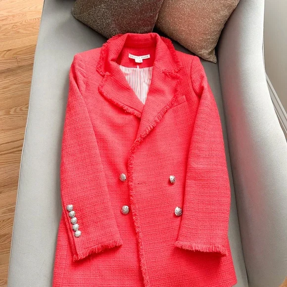 Veronica Beard Nayeli Dickey Red Tweed Button Jacket Blazer